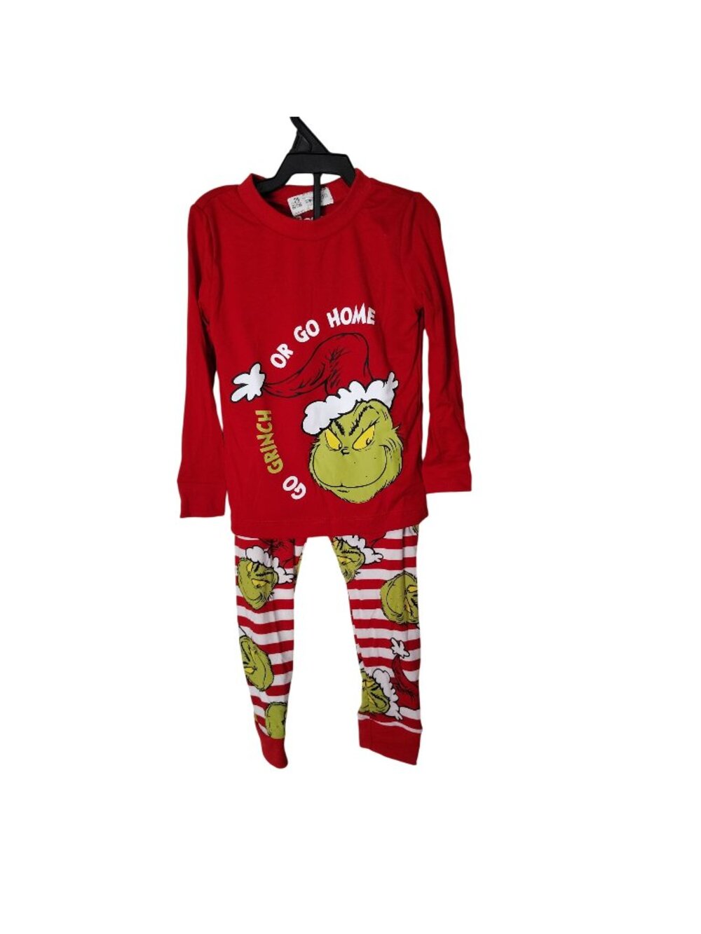 Dr. Seuss Grinch Kids 3T 2 Piece  Go Grinch Or Go Home Striped Pajama Set